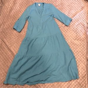 NWOT Chicos Blue Short Sleeve Flowy Mid/Maxi Dress Size S 4-6